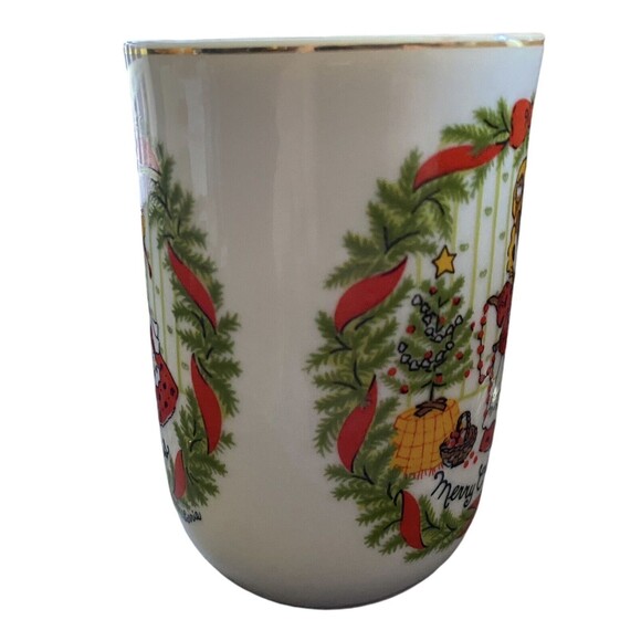 Vintage George Good Japan Merry Christmas Mouse Tea Cup Holiday - Picture 2 of 5